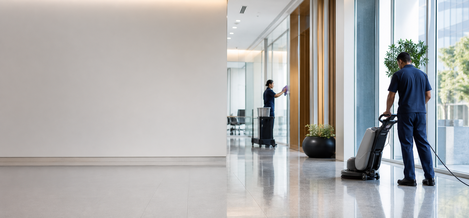 Clean modern commercial office lobby
